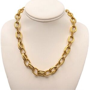Vintage 1980s Chunky Gold Tone Rope Link Chain Necklace